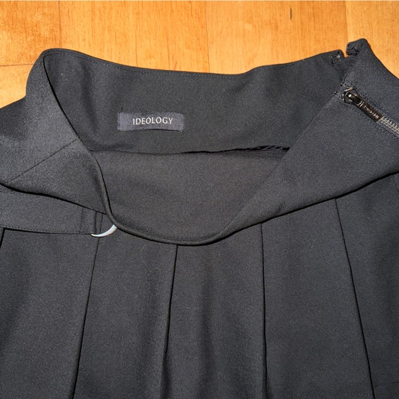 Ideology Black Layered Pleated Mini Skirt with Metal Fabric Chain Goth Punk Hip - Picture 5 of 8